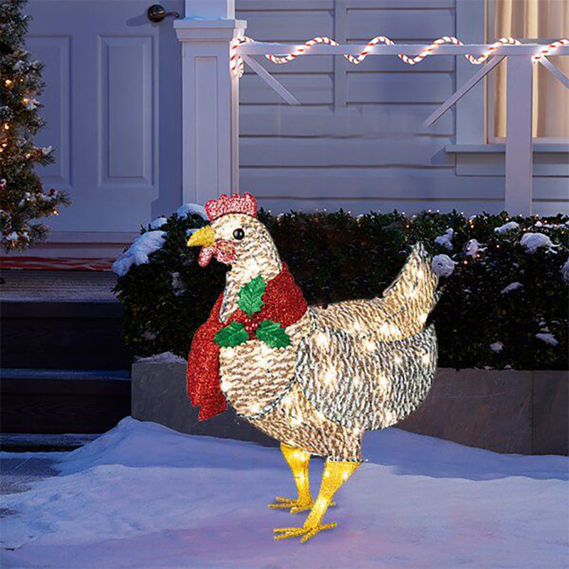 Decorated Christmas Lantern Chicken With Scarf Garden Ground Insert Michan Direct