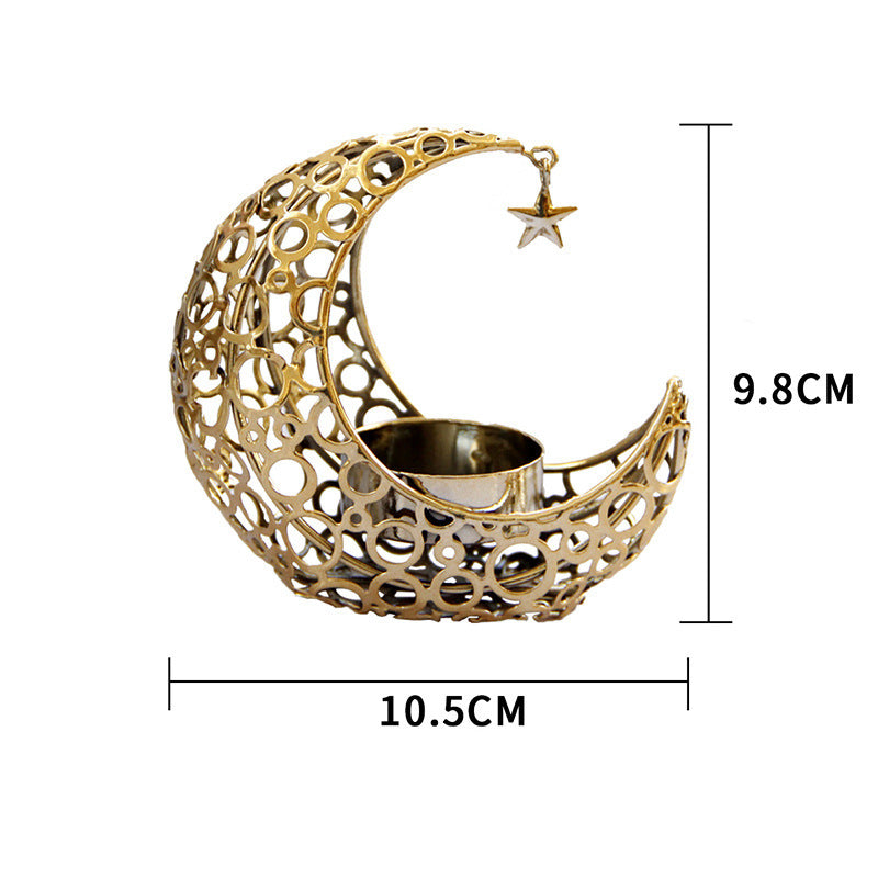 Light Luxury Crescent Moon Star Moon Black Gold Metal Candle Holder Modern Romantic Wedding Christmas Candle Cup Home Decor Michan Direct