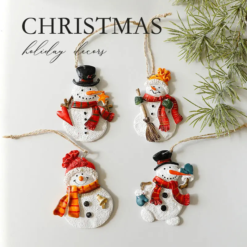 Festive Christmas Ornaments - Handcrafted Resin Gingerbread & Snowman Pendants Michan Direct