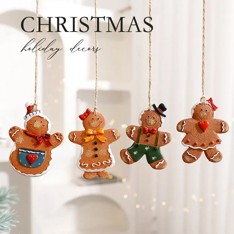 Festive Christmas Ornaments - Handcrafted Resin Gingerbread & Snowman Pendants Michan Direct
