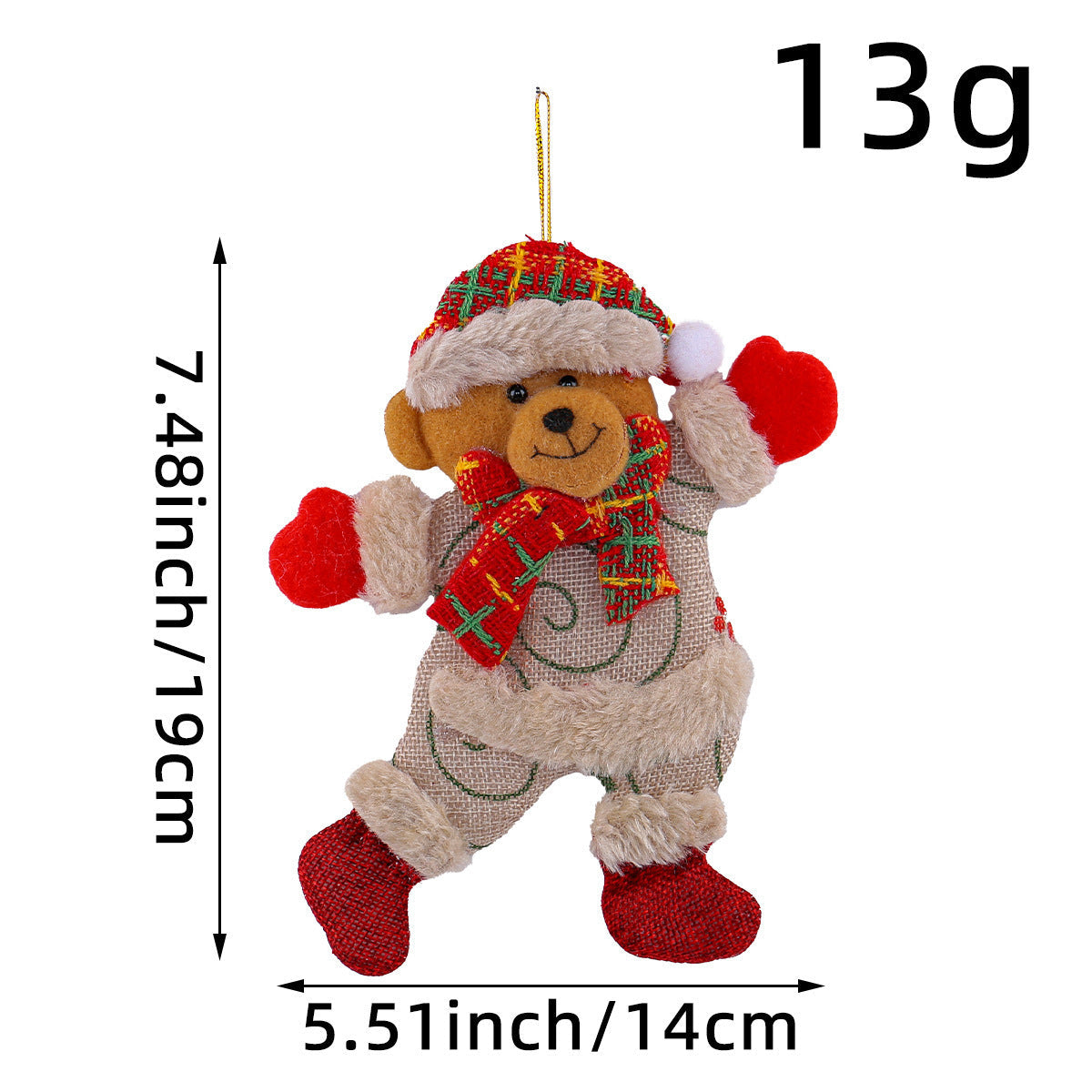 Festive Christmas Tree Ornaments - Santa, Snowman, Reindeer & Bear Figures With Red & White Scarves, Golden Balls & Red Bows - Perfect For Holiday Decor, Christmas Decorations Michan Direct