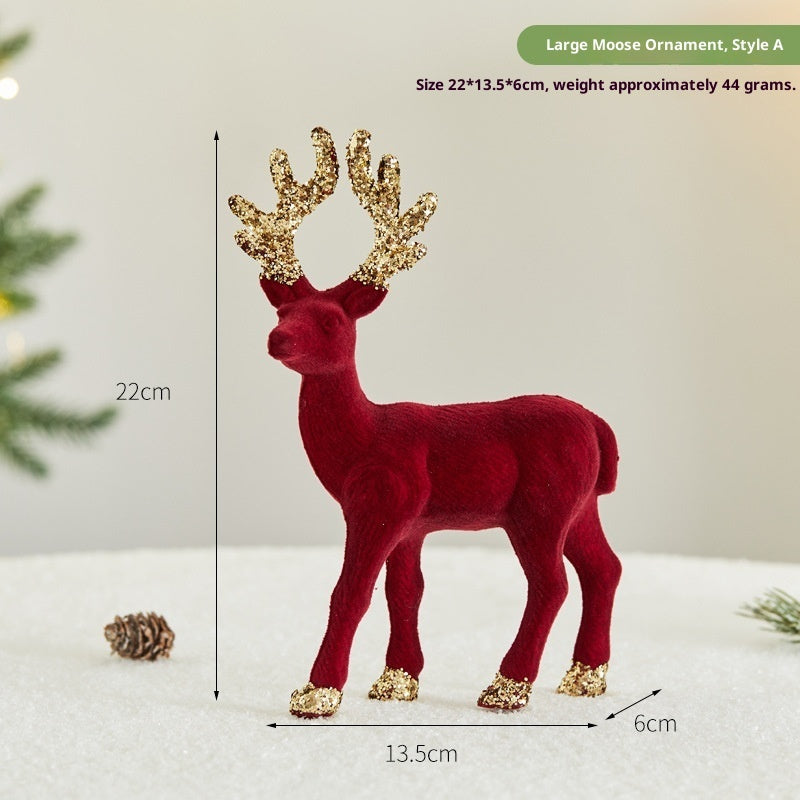 Christmas Sequined Flocking Elk Decoration Michan Direct