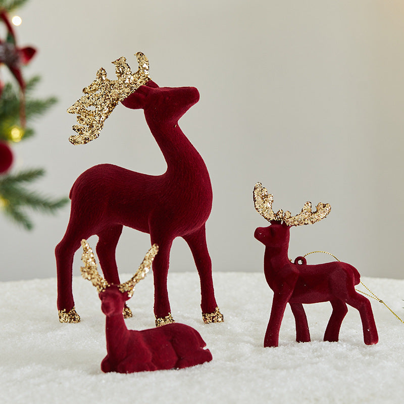 Christmas Sequined Flocking Elk Decoration Michan Direct