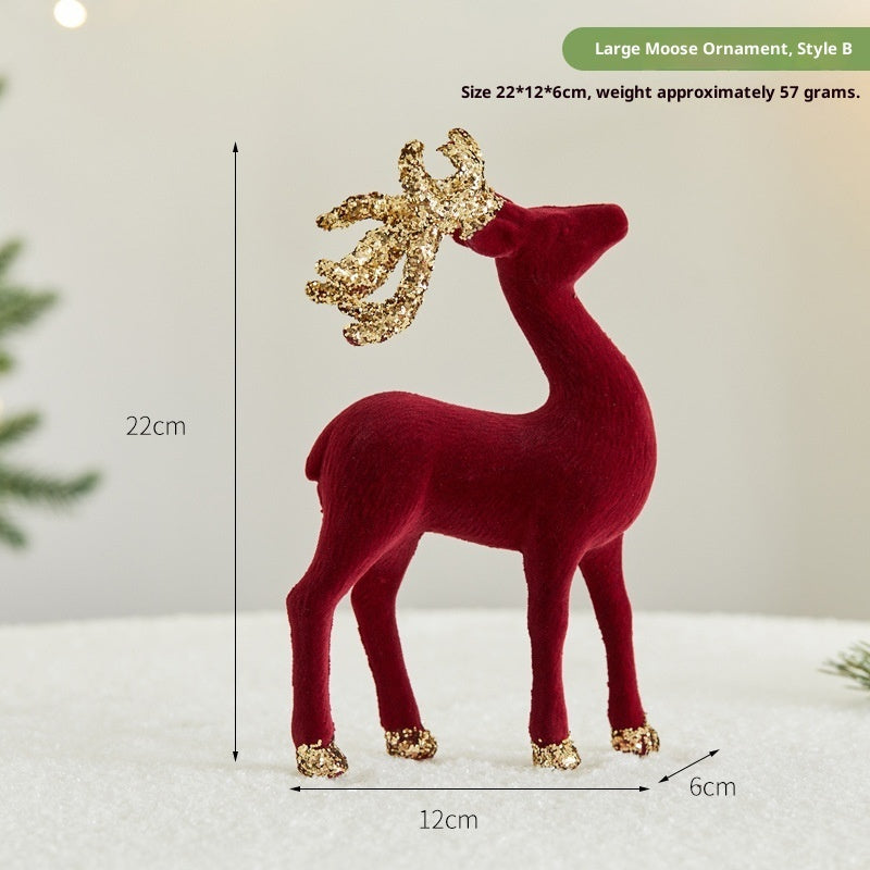 Christmas Sequined Flocking Elk Decoration Michan Direct