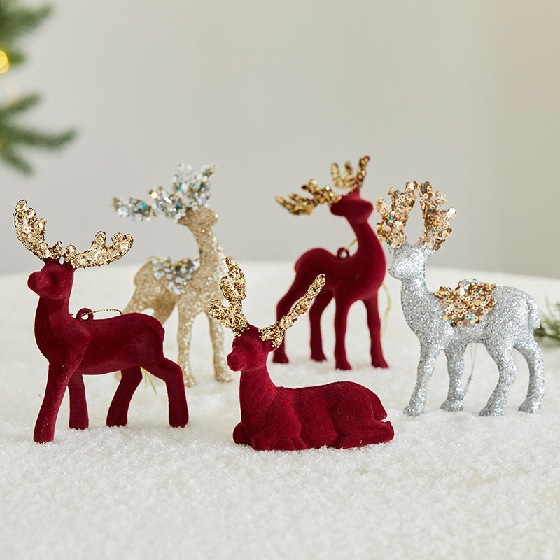 Christmas Sequined Flocking Elk Decoration Michan Direct