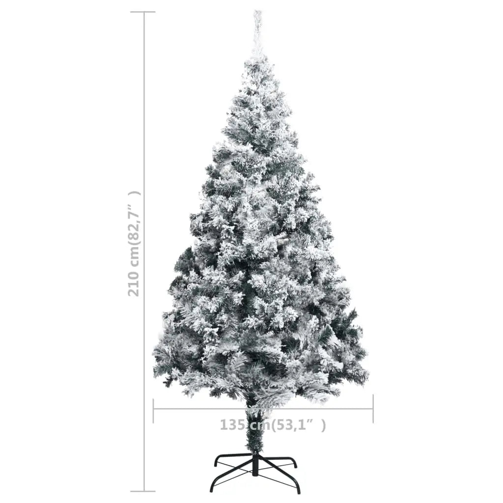 vidaXL Artificial Christmas Tree with Flocked Snow Green 210 cm PVC Lucy And Phil Academy Lucy And Phil Academy