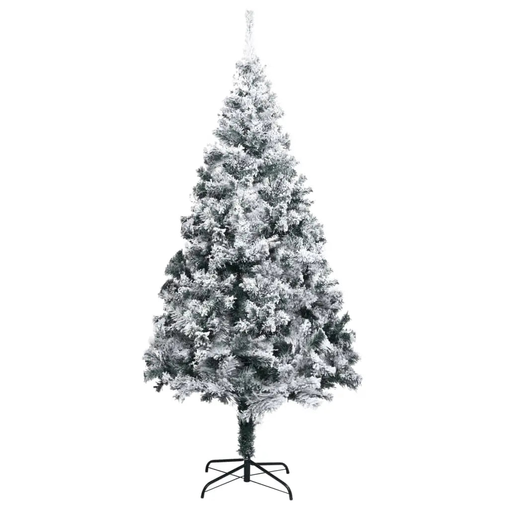 vidaXL Artificial Christmas Tree with Flocked Snow Green 210 cm PVC Lucy And Phil Academy Lucy And Phil Academy