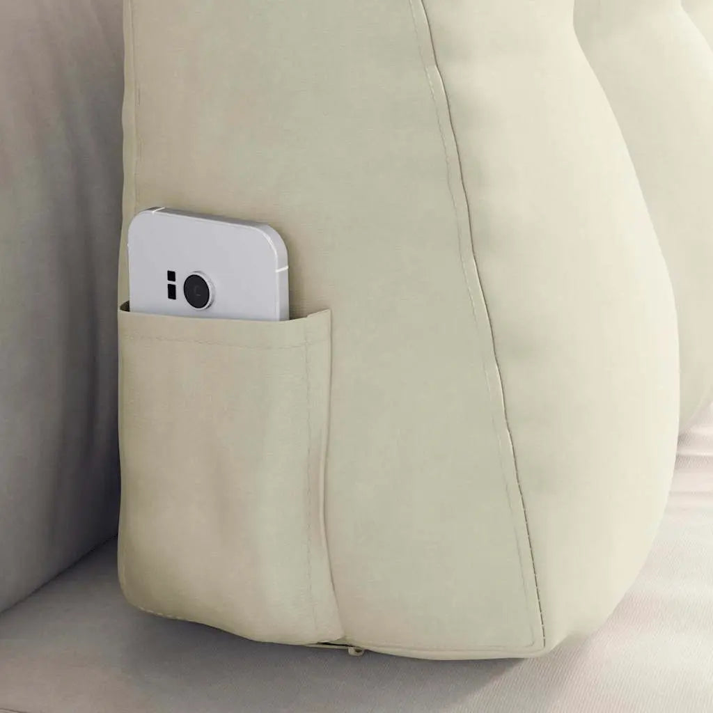 vidaXL Back Pillow Cream 80 x 24 x 50 cm Velvet Lucy And Phil Academy Lucy And Phil Academy