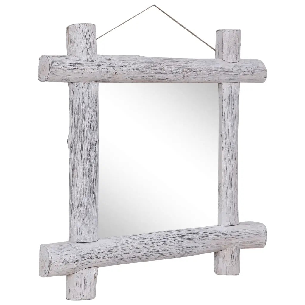 vidaXL Log Mirror White 70x70 cm Solid Reclaimed Wood Lucy And Phil Academy Lucy And Phil Academy