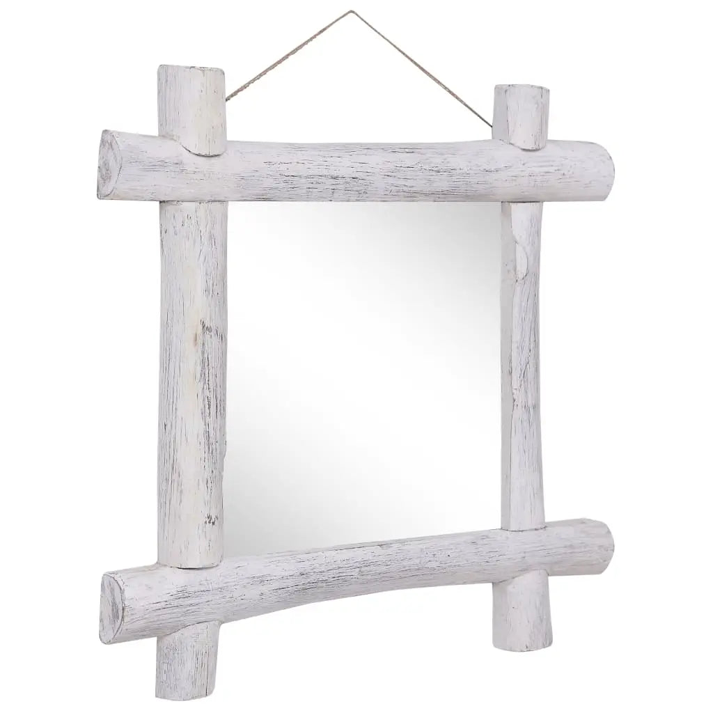 vidaXL Log Mirror White 70x70 cm Solid Reclaimed Wood Lucy And Phil Academy Lucy And Phil Academy