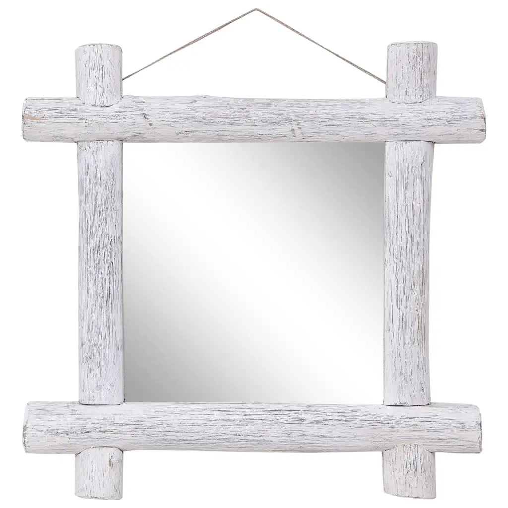 vidaXL Log Mirror White 70x70 cm Solid Reclaimed Wood Lucy And Phil Academy Lucy And Phil Academy