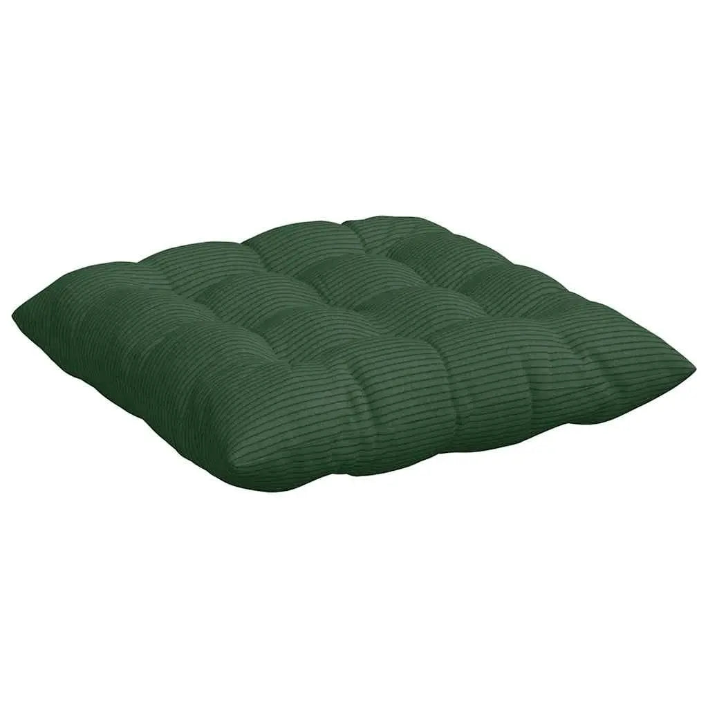 vidaXL Seat Cushions 4 pcs Dark Green 40 x 40 x 6 cm Corduroy Fabric Lucy And Phil Academy Lucy And Phil Academy