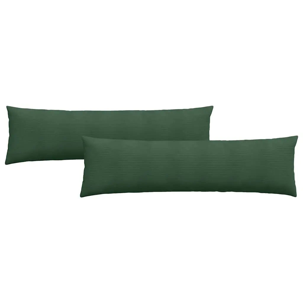 vidaXL Sofa Pillows 2 pcs Dark Green 145 x 40 cm Corduroy Fabric Lucy And Phil Academy Lucy And Phil Academy