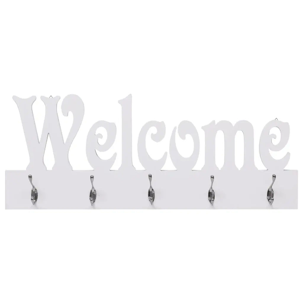 vidaXL Wall Mounted Coat Rack WELCOME White 74x29.5 cm Lucy And Phil Academy Lucy And Phil Academy