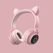LED Light Cat Ear Headphones Wireless Bluetooth 5.0 Headset Portable Foldable Kids Headphone With Microphone Best Gift Michan Direct