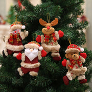 Festive Christmas Tree Ornaments - Santa, Snowman, Reindeer & Bear Figures With Red & White Scarves, Golden Balls & Red Bows - Perfect For Holiday Decor, Christmas Decorations Michan Direct