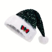Christmas Hat Red Paillette Bowknot Plush Decorative Hat Michan Direct