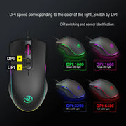 RGB Gaming Mouse - 6400 DPI Wired Optical Mouse with 7 Programmable Buttons | Ergonomic Design Michan Direct