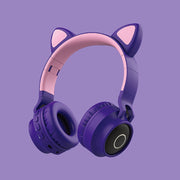 LED Light Cat Ear Headphones Wireless Bluetooth 5.0 Headset Portable Foldable Kids Headphone With Microphone Best Gift Michan Direct