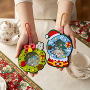 4pcs Christmas Felt Applique Kit, Handmade Ornament Material Set HolidayDecorations, Four Styles Santa Claus, Wreath, Christmas Tree, Crystal Ball, 1 Set Of Materials, Suitable For Festive Gifts, Michan Direct