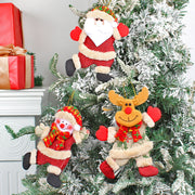 Festive Christmas Tree Ornaments - Santa, Snowman, Reindeer & Bear Figures With Red & White Scarves, Golden Balls & Red Bows - Perfect For Holiday Decor, Christmas Decorations Michan Direct
