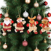 Festive Christmas Tree Ornaments - Santa, Snowman, Reindeer & Bear Figures With Red & White Scarves, Golden Balls & Red Bows - Perfect For Holiday Decor, Christmas Decorations Michan Direct
