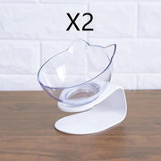 Non Slip Double Cat Bowl With Raised Stand Pet Food Cat Feeder Protect Cervical Vertebra Dog Bowl Transparent Pet Products Michan Direct