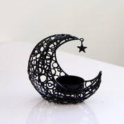 Light Luxury Crescent Moon Star Moon Black Gold Metal Candle Holder Modern Romantic Wedding Christmas Candle Cup Home Decor Michan Direct