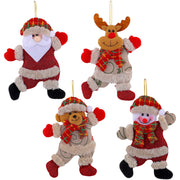 Festive Christmas Tree Ornaments - Santa, Snowman, Reindeer & Bear Figures With Red & White Scarves, Golden Balls & Red Bows - Perfect For Holiday Decor, Christmas Decorations Michan Direct
