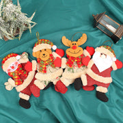 Festive Christmas Tree Ornaments - Santa, Snowman, Reindeer & Bear Figures With Red & White Scarves, Golden Balls & Red Bows - Perfect For Holiday Decor, Christmas Decorations Michan Direct