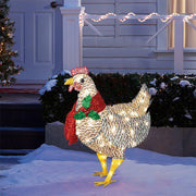 Decorated Christmas Lantern Chicken With Scarf Garden Ground Insert Michan Direct