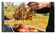 Portable Grilling Basket Mesh Clip 14 Slot Stainless Steel BBQ Rib Shelf Non-Stick Barbecue Chicken Wing Leg Rack Michan Direct