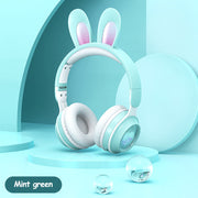 LED Rabbit Ear Wireless Headphones - RGB Light Up Bluetooth 5.0 Headset for Kids & Teens Michan Direct