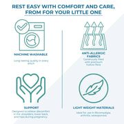 12 Ft Maternity Pillow And Case - Grey Floral - Lucy And Phil Academy