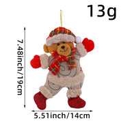 Festive Christmas Tree Ornaments - Santa, Snowman, Reindeer & Bear Figures With Red & White Scarves, Golden Balls & Red Bows - Perfect For Holiday Decor, Christmas Decorations Michan Direct