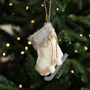 White Plush Fabric Pendant Gloves Sled Creative Christmas Tree Ornaments Michan Direct