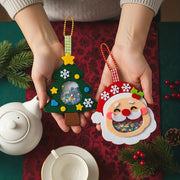 4pcs Christmas Felt Applique Kit, Handmade Ornament Material Set HolidayDecorations, Four Styles Santa Claus, Wreath, Christmas Tree, Crystal Ball, 1 Set Of Materials, Suitable For Festive Gifts, Michan Direct