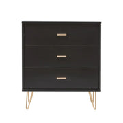 Monroe Solid Wood Black Chest of 3 Drawers - Lucy And Phil Academy