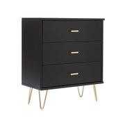 Monroe Solid Wood Black Chest of 3 Drawers - Lucy And Phil Academy