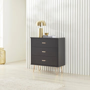 Monroe Solid Wood Black Chest of 3 Drawers - Lucy And Phil Academy