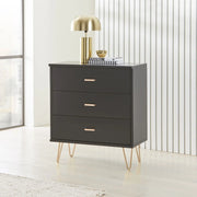 Monroe Solid Wood Black Chest of 3 Drawers - Lucy And Phil Academy