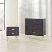 Monroe Solid Wood Black Chest of 3 Drawers - Lucy And Phil Academy