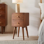 Scandinavian Walnut Logan Narrow Bedside Table - Lucy And Phil Academy