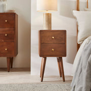 Scandinavian Walnut Logan Narrow Bedside Table - Lucy And Phil Academy