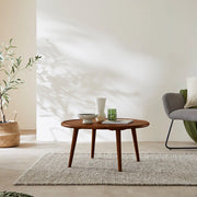 Scandinavian Walnut Round Coffee Table - Lucy And Phil Academy