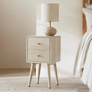 Scandinavian White Oak Logan Narrow Bedside Table - Lucy And Phil Academy