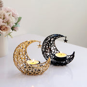 Light Luxury Crescent Moon Star Moon Black Gold Metal Candle Holder Modern Romantic Wedding Christmas Candle Cup Home Decor Michan Direct