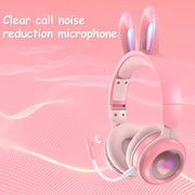 LED Rabbit Ear Wireless Headphones - RGB Light Up Bluetooth 5.0 Headset for Kids & Teens Michan Direct