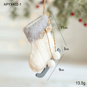 White Plush Fabric Pendant Gloves Sled Creative Christmas Tree Ornaments Michan Direct