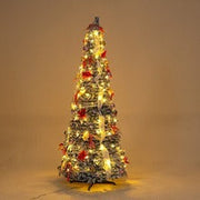 Foldable Telescopic Floor-Standing Green Velvet Christmas Tree With Warm Lights For Holiday Decorations Michan Direct